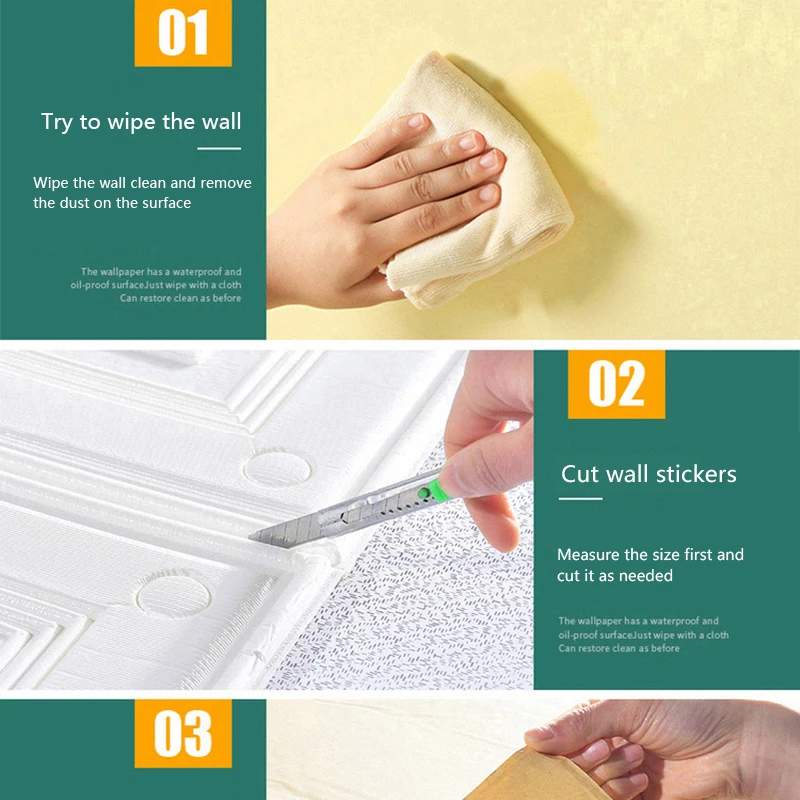 12pcs 3D Wall Sticker Waterproof Home Decor Self Adhesive Board Soundproofing Board Decorative Vinyl 3D Wall Sticker