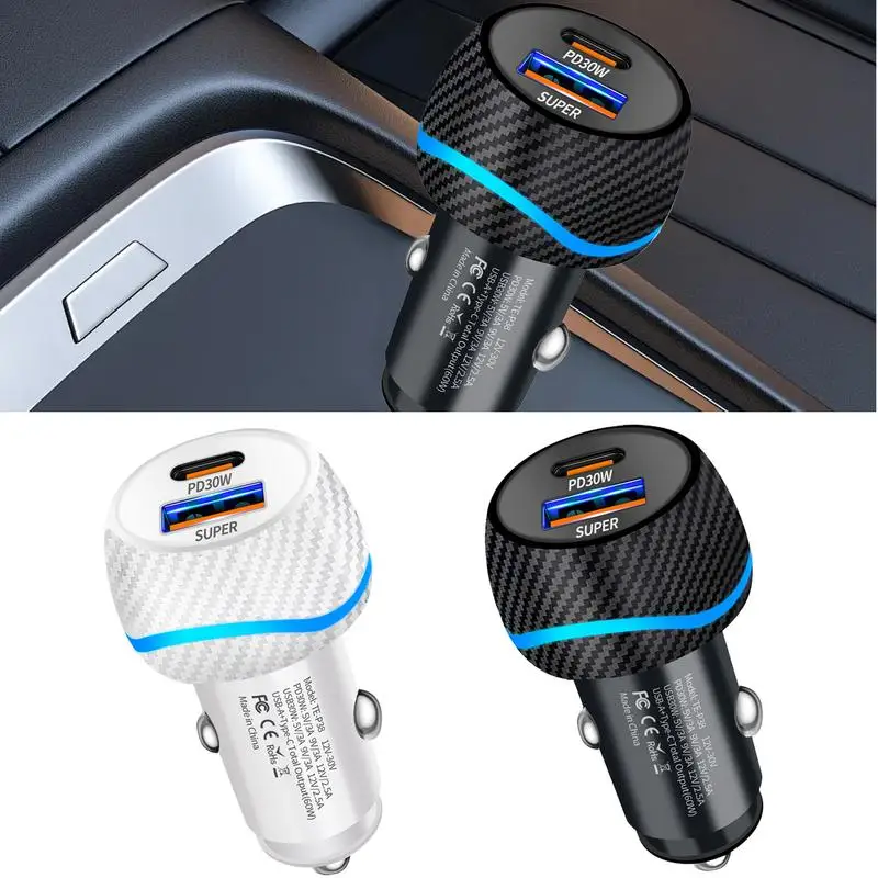 

60W 2 Ports Car Charger Fast Charging PD QC3.0 USB C Car Phone Charger Adapter Smart Automobile Charger Adapter For Car Auto