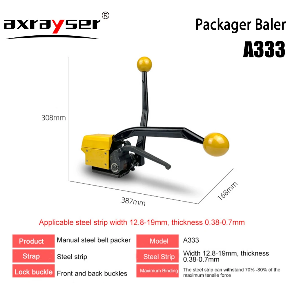 Packager Baler Manual A333 Sealless Steel Strapping Machine Belt Packaging Banding Bander Packing Machinery Steel Strip