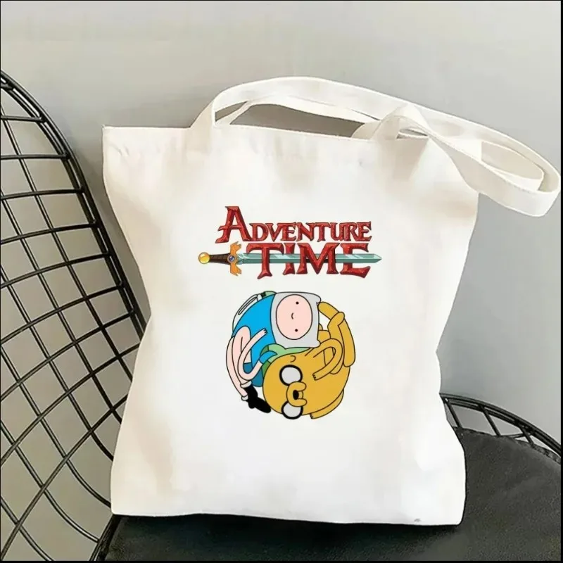 Adventure Time Women Tote Bags Harajuku Reusable Shoulder Bag Large Capacity Shopper Shopping Bags Causal Girls Canvas Handbag