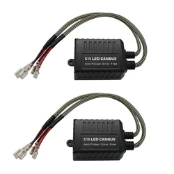 24V 2Pcs Car C19 LED Head Light Decoders Warning Anti Flicker Canceller for 24V Vehicles and Apply to H1 H3 LED Lights