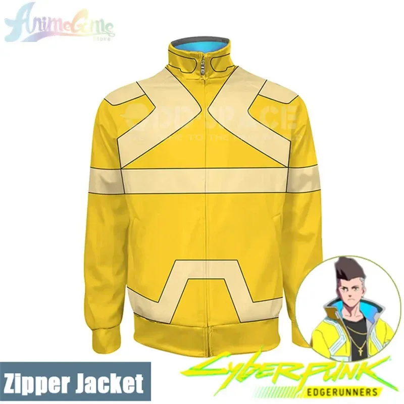 David Martinez Cosplay Cyberpunk Edgerunners Costume Cosplay Parrucca Colletto alla coreana Giacca con cappuccio Cappotto con cerniera Punk Halloween per uomo