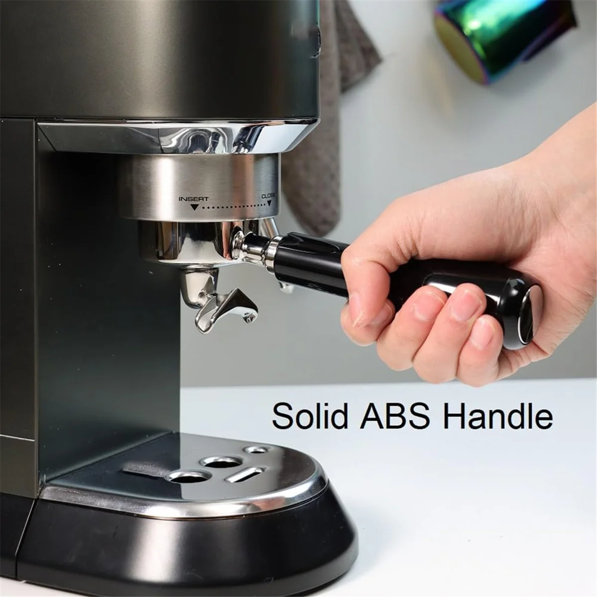 QA88X 51mm Coffee Portafilter 3 Ears with Double Spout for Delonghi Dedica EC680/EC685/EC785/EC820/EC850/EC860-ABS Handle