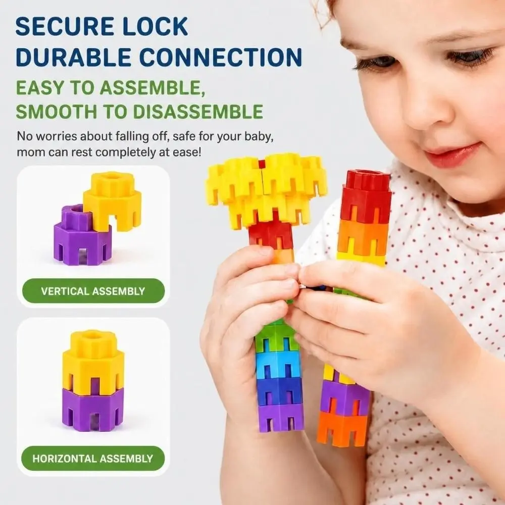 Colorful Hexagon Building Blocks Interlocking Structure Hexagonal Shape Interlocking Building Blocks Smooth Rounded Edges