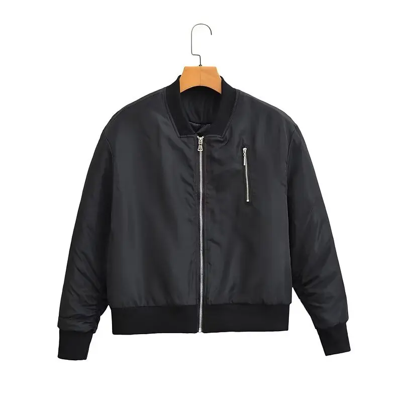 

Long sleeve zipper coat Outerwear Mujer 2025 winter new fashion stand collar jacket chic