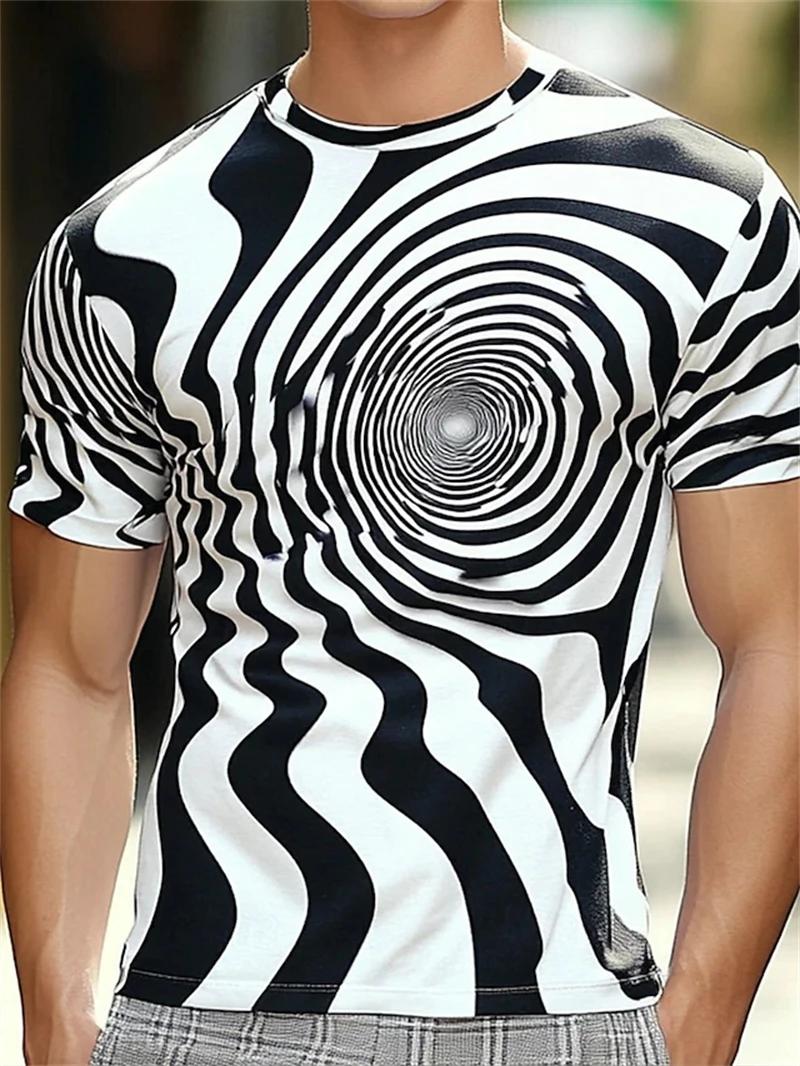 Funny Optical Illusion Graphic T Shirt For Men 3D Printed Art Abstract T-shirt Y2k Tops Harajuku Fashion Street Unisex Clothing image 4