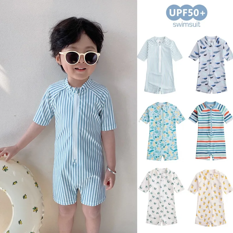 Children's Sunscreen One-piece Swimsuit 2026 Summer Vacation Beach Wear For Boys And Girls, Baby Quick Drying Jumpsuit Swimsuit