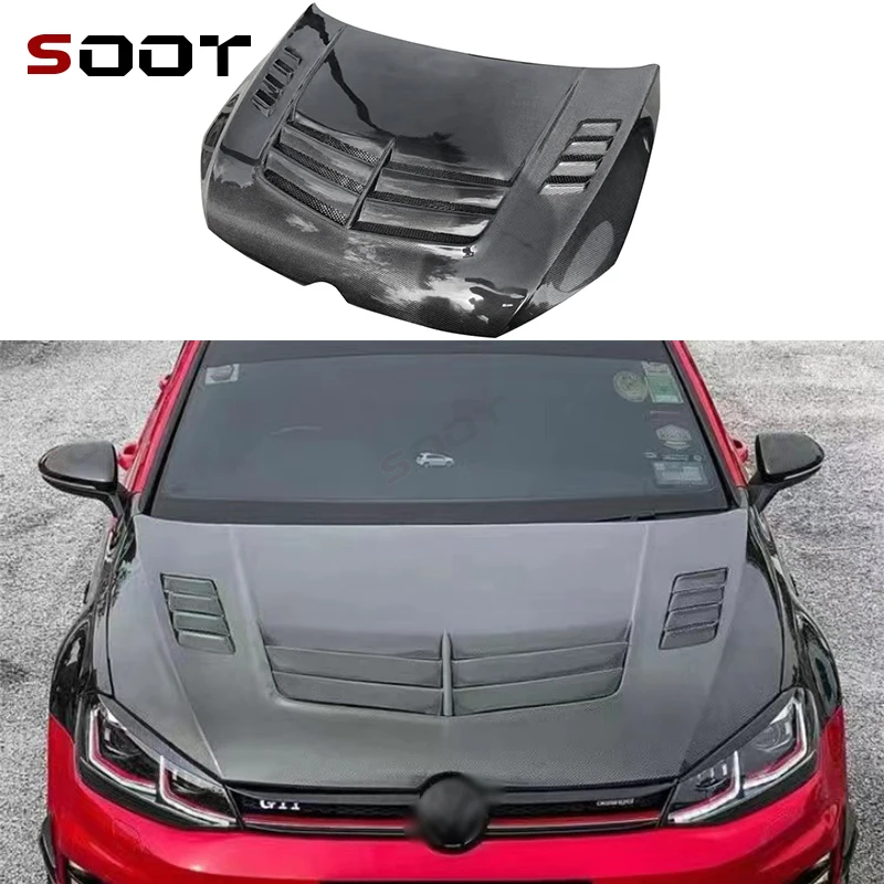 

Для Volkswagen Golf 7 Mk7 2014-2019 капот из углеродного волокна, кованая карбоновая крышка двигателя, капот, обшивка капота автомобиля, автозапчасти