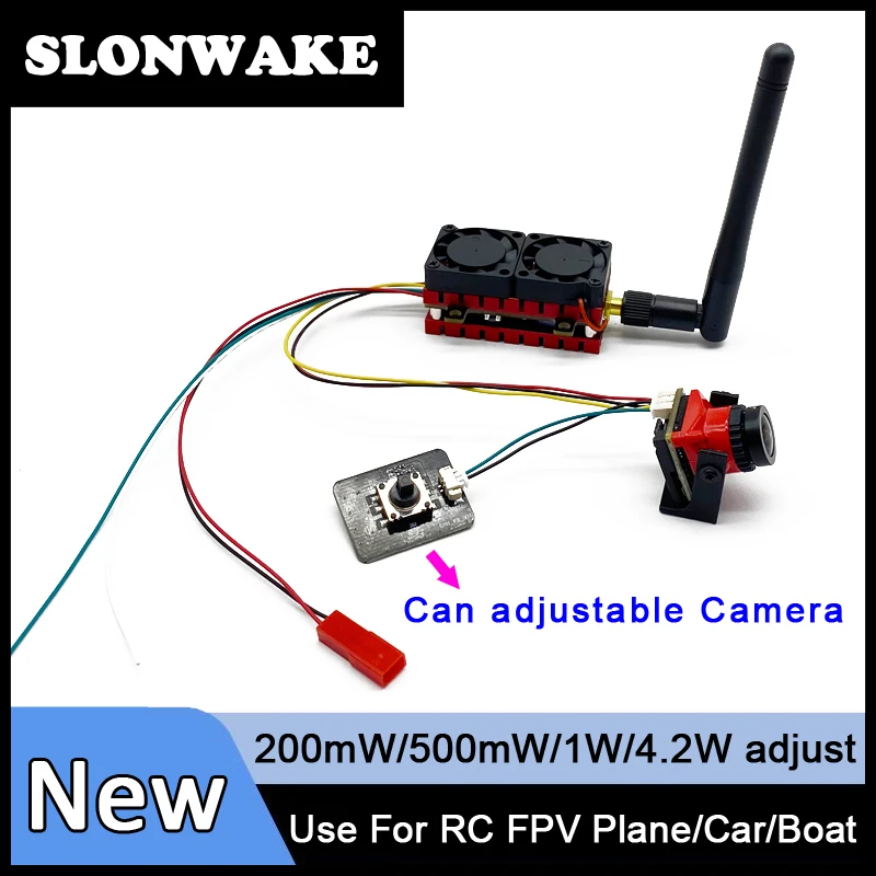 Over 40Km Long Range 5.8Ghz 4.2W FPV Transmitter launcher 4200MW 48CH build in cooling fans with 2.1mm 1200TVL fpv camera for RC