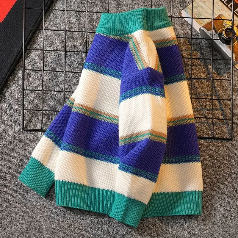 ملابس الأطفال ملابس الأولاد محبوك سترة 2025 جديد الربيع والخريف 12 الشتاء الاتجاه الطفل الصبي البلوزات 2 7 8 9 11 13 10 14Y #4