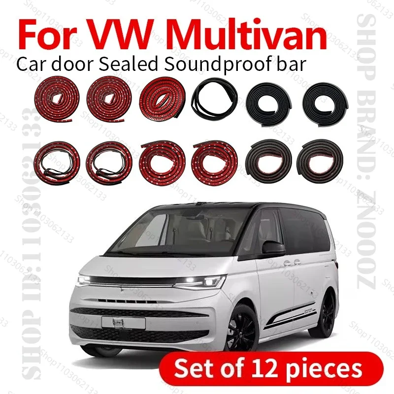 Car Door Seal Strip Rubber Double Layer Sealing Protector Soundproof Strip Dustproof Seal Strip 12PCS Set For VW Multivan SGF/7E