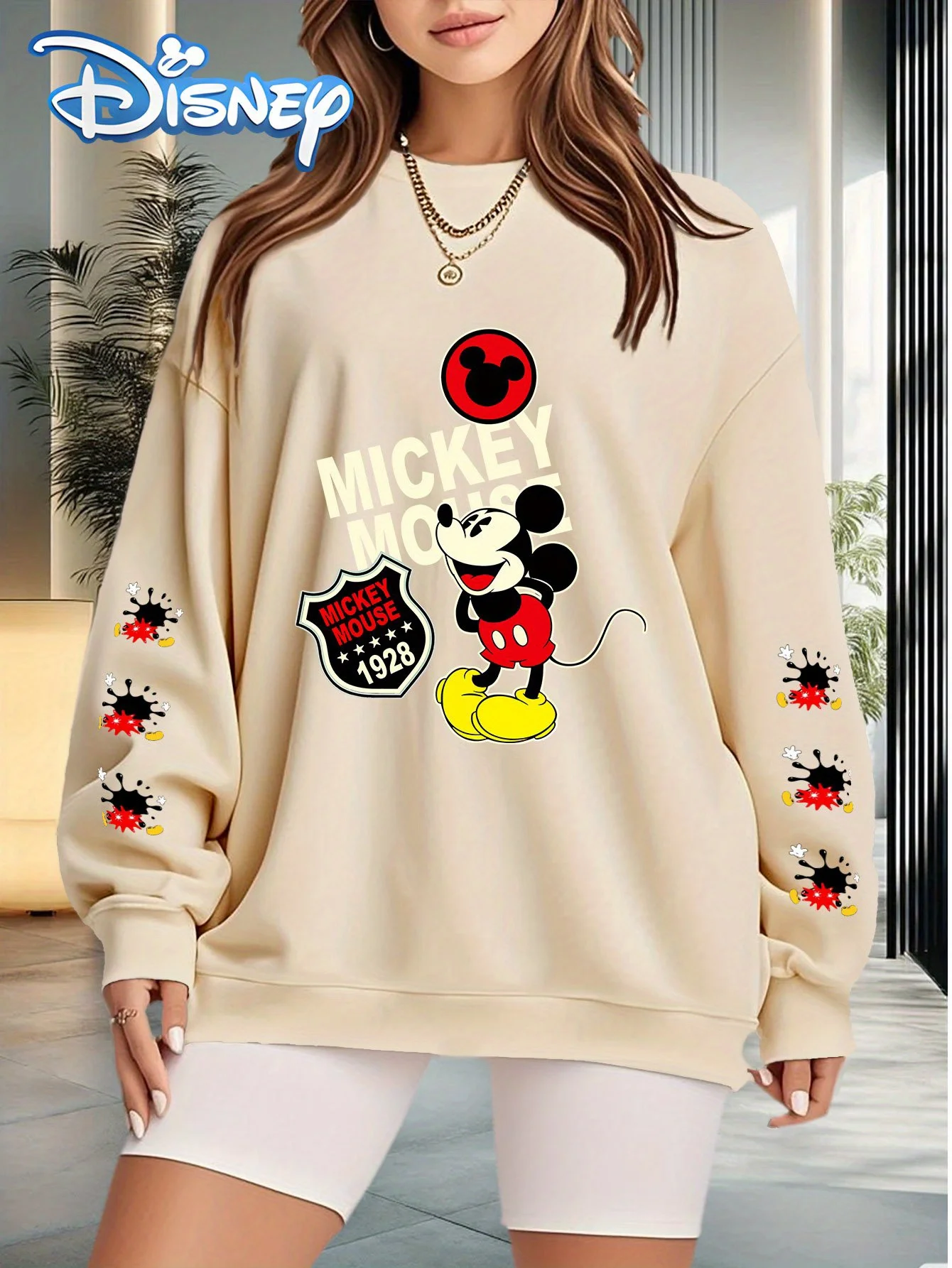Dames Disney Mickey Mouse Series Print Hoodies Paar Unisex Sweatshirt Pullover Herfst Winter Fleece Oversize Hoody Kleding