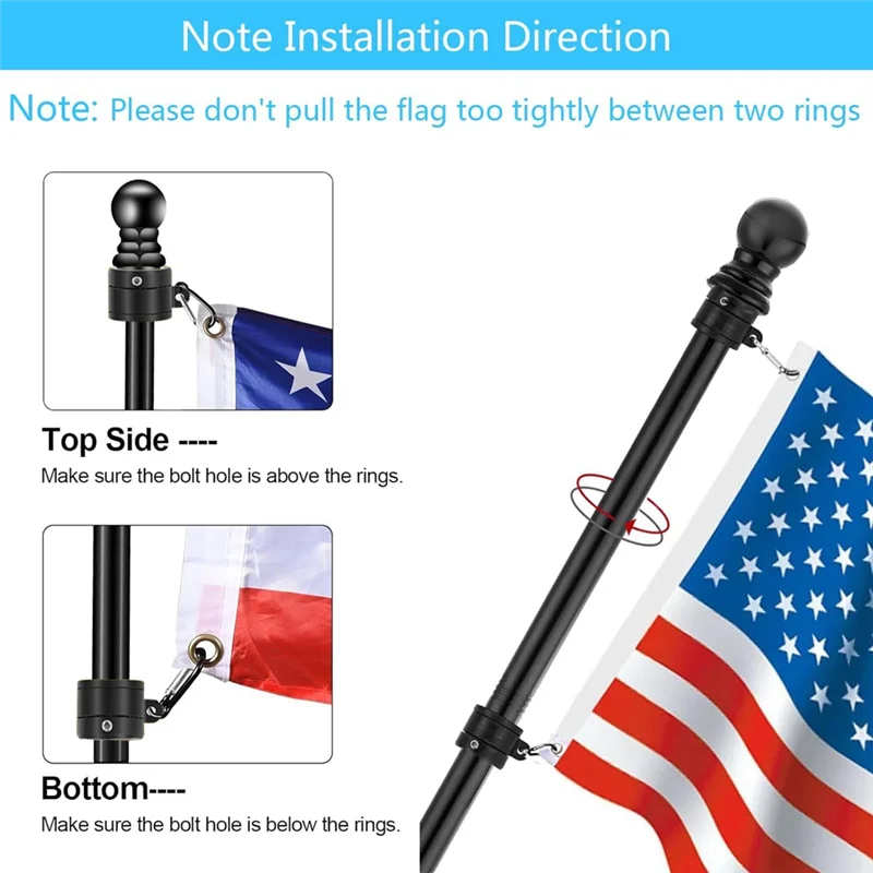 BYBS-1" Flagpole Ring 360° Rotation Anti-Tangle Mounting Ring Flagpole Kit Parts For 7-1/2" Diameter B