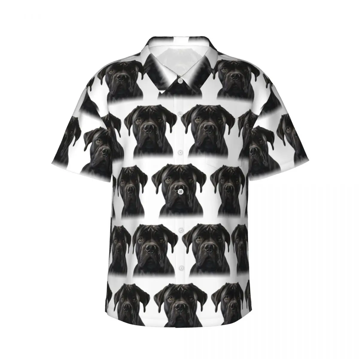 

Black Cane Corso Italian Mastiff Men's Shirts Hawaiian Short Sleeve Shirt Funny Button Tops for Summer Beach