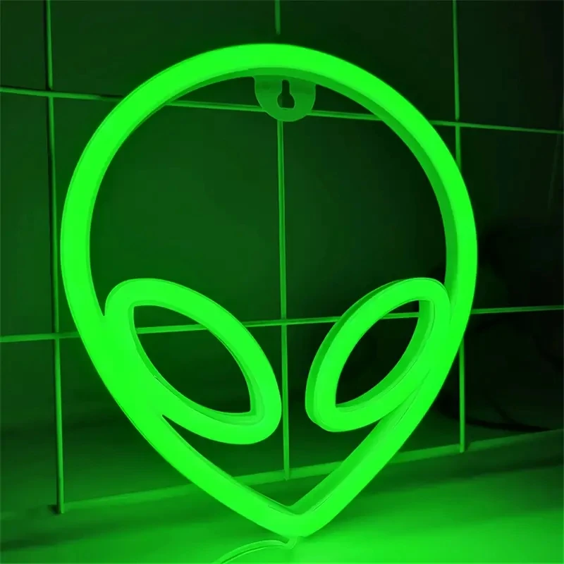 Imagem -02 - Alien Neon Led Sign Decoração da Parede da Sala de Jogos Hip Hop Party Neon Signs Decoração de Parede Verde