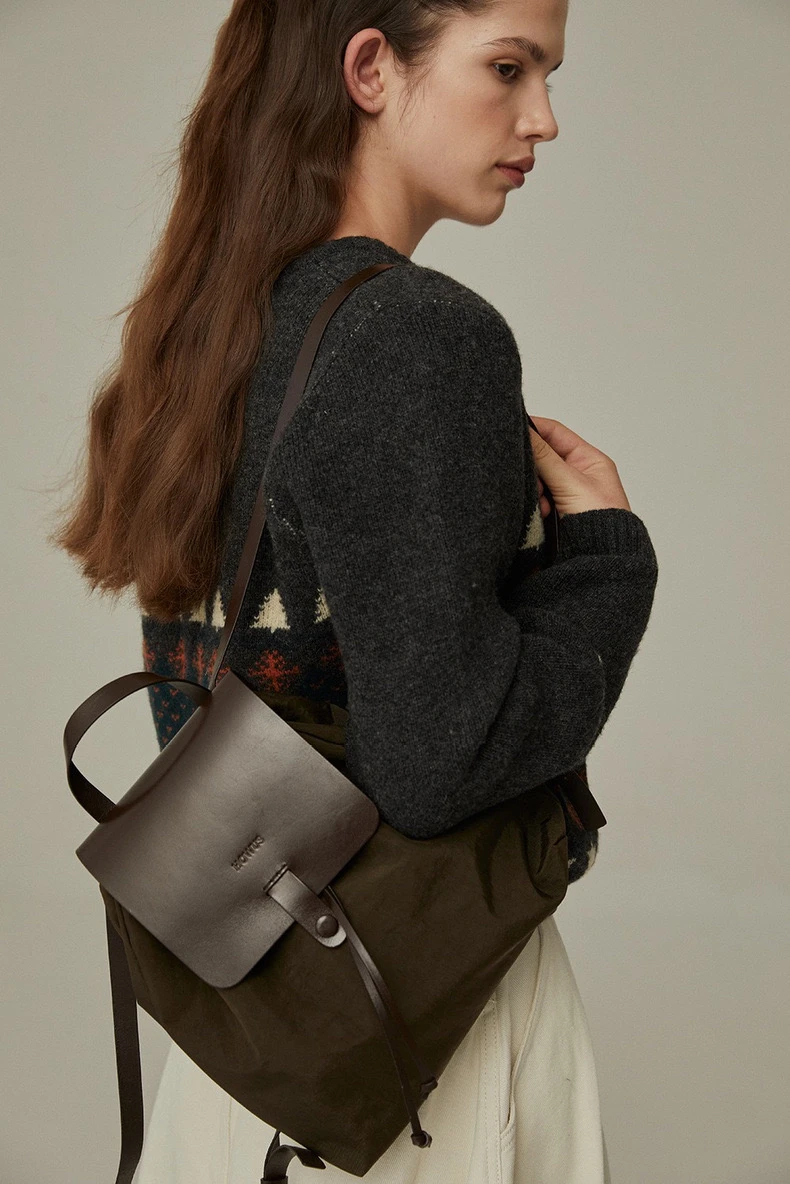 

PREON Повседневная винтажная лоскутная кожаная многофункциональная нейлоновая сумка для отдыха для мужчин и женщин, подходит для ежедневного использования