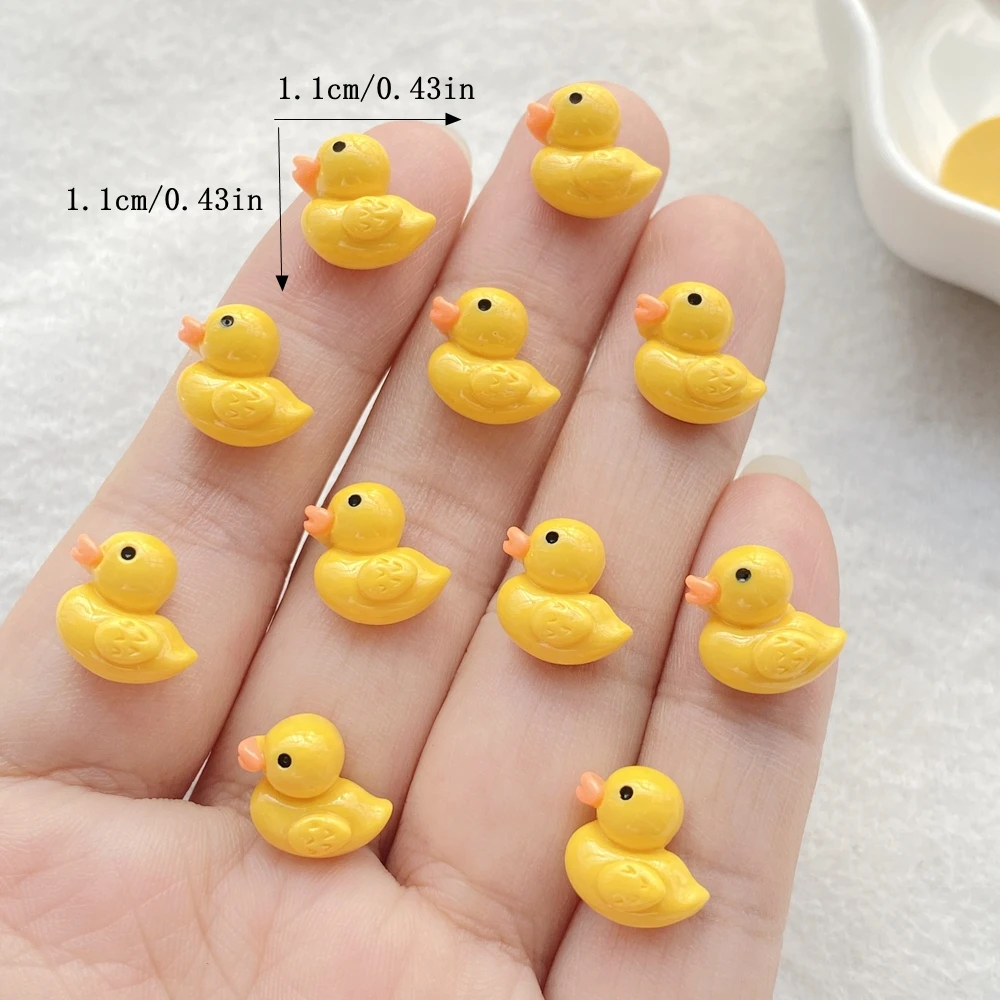 30Pcs yellow Nail Art Resin Cute mini cartoon duckling Charms Rhinestones DIY Craft For Nail 3D Decorations Jewelry