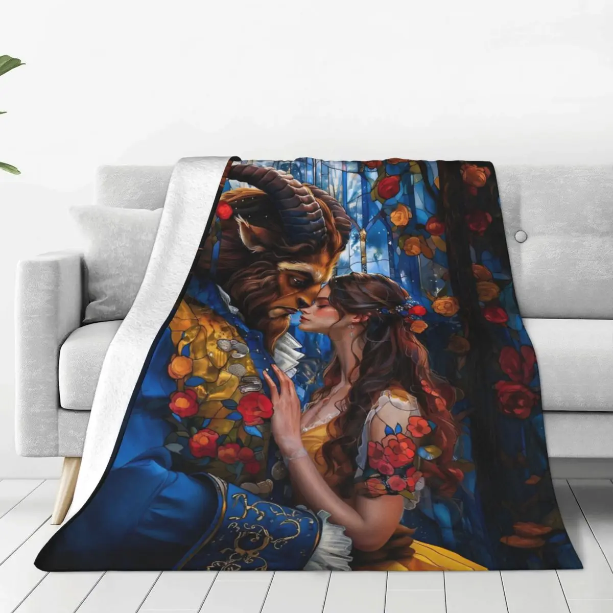 Beauty And The Beast Flannel Blanket Soft Throw Blanket for Couch Chair Travel Print Bedspread Sofa Bed Cover