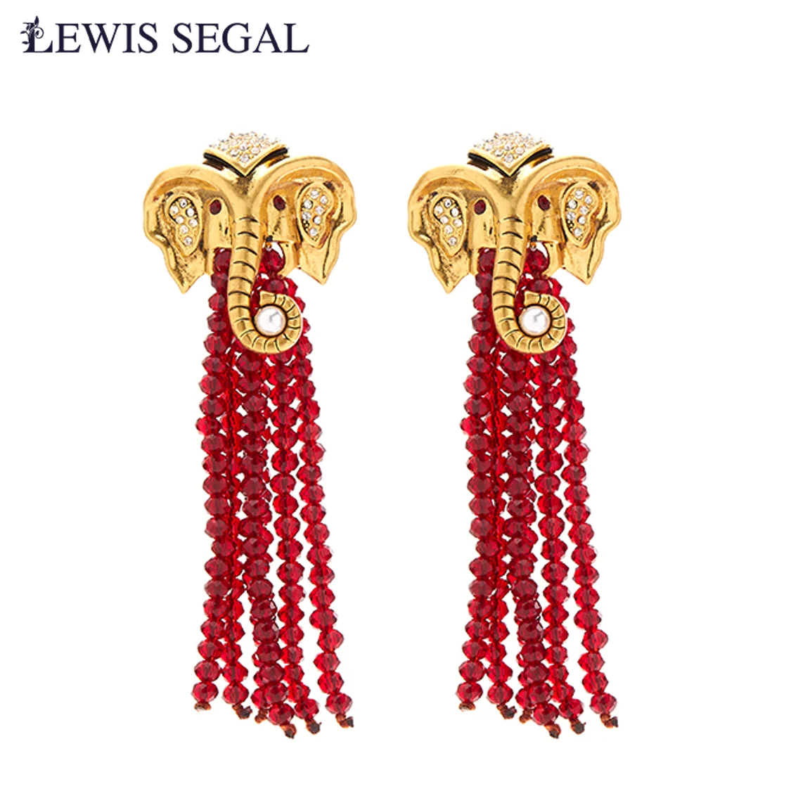 

LEWIS SEGAL Medieval 18k Jewelry Vintage Dangling Earrings for Women Colored Glaze Rhinestone Beaded Tassel 18K Gold Plated