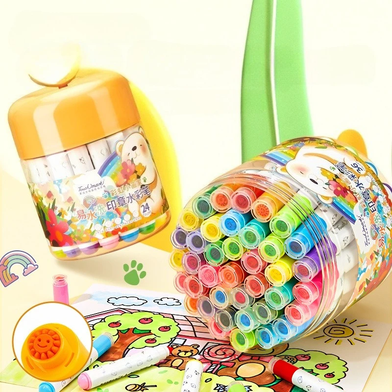 12/24/36 Color Children's Seal Watercolor Pen Set Washable Bright colors Graffiti Painting Enlightenment DIY Handmade Creation