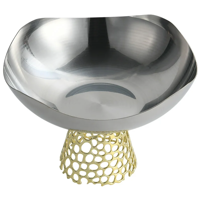 

Premium Hotel Stainless Steel Fruit Plate Tableware Plate Ornament Modern Light Luxury Dining Table Kitchen Candy Dim Sum Plate