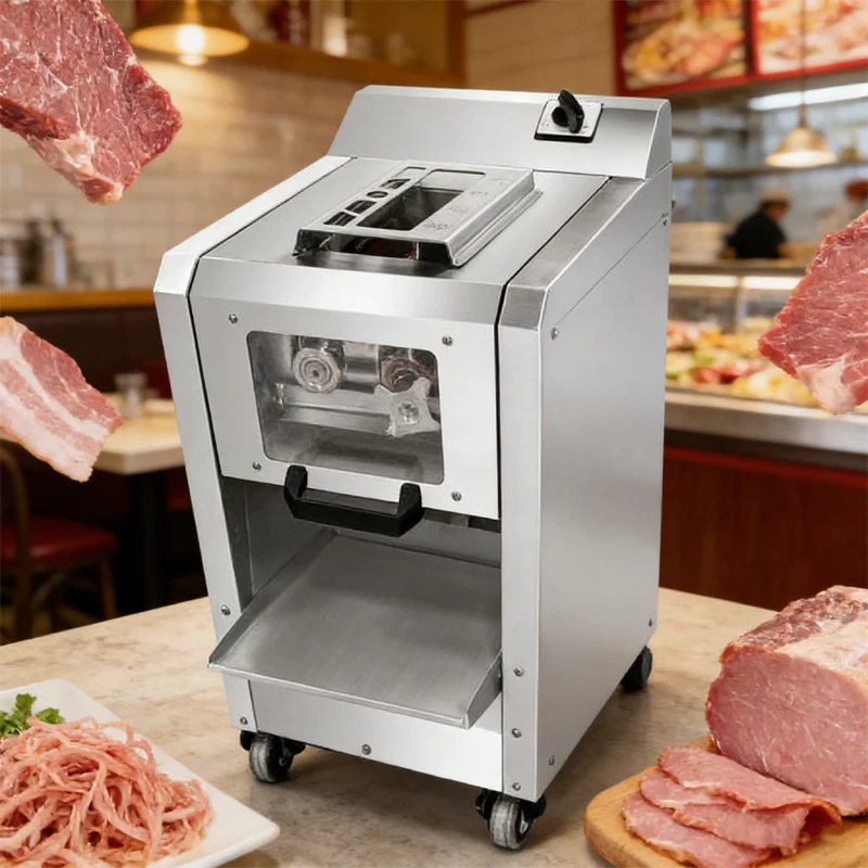 Vertical Fresh Meat Cutter Automatic Operation For Pork Beef Fish Chicken Breast Commercial Kitchen Meat Slicer