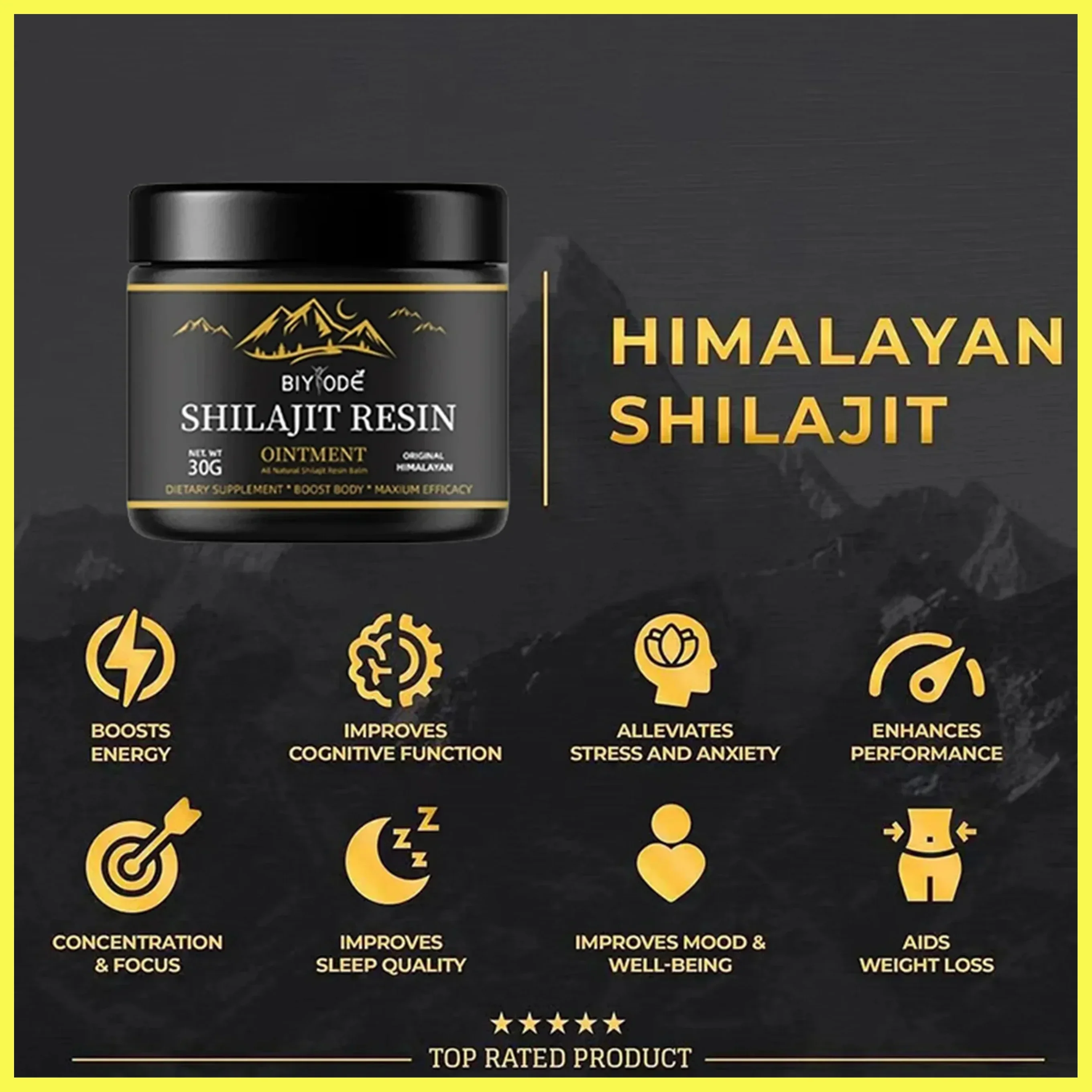 BIYODE High Purity Original Shilajit Mineral Supplements Resin With Spoon With 85+ Trace Minerals & Fulvic Acid energy