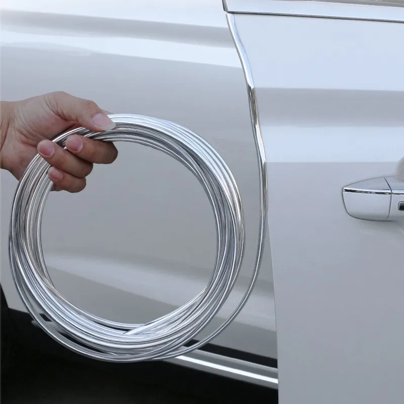 6M Car Door Chrome Moulding Trim Strip Edge Scratch Guard Protector Cover Strip Roll Chrome Styling Moulding Trim Strip Bumper