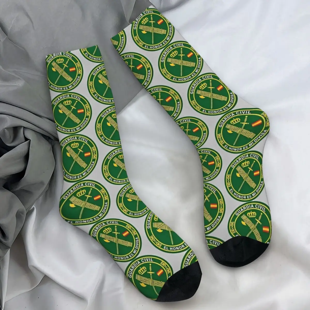 Spanish Guard Civil Logo Socks Spain Kawaii Stockings Autumn Non Slip Men Socks Soft Printed Outdoor Socks