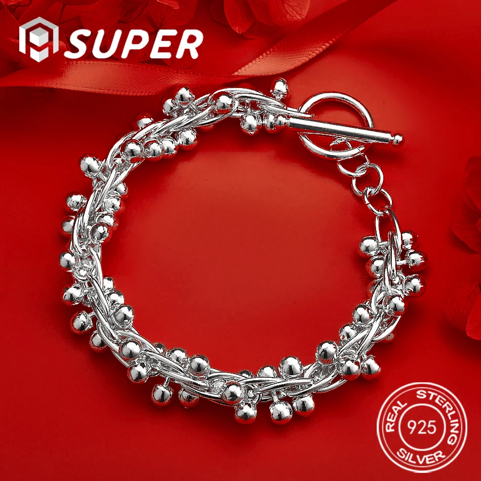 

ALISuper 925 sterling silver exquisite beaded bracelet fashionable women's accessories party jewelry gift