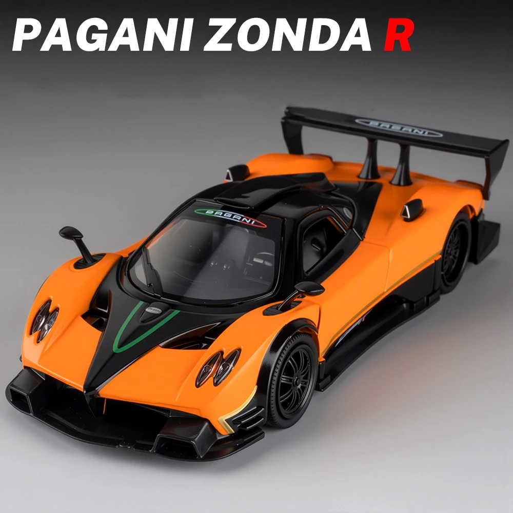 Pagani Zonda R – modèle de voiture en alliage, supercar, son et lumière, jouet à collectionner pour enfants, cadeau d'anniversaire, 1:32