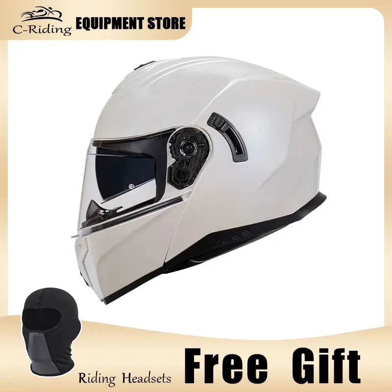 

Unisex Full Face Motorcycle Helmets Professional Racing Flip Up Helmet ABS Modular Dual Lens Helmets DOT Approved Men Women