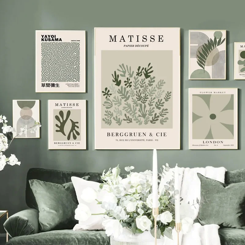 Matisse Green Leaf Coral Geometry Flower Market Posters And Prints