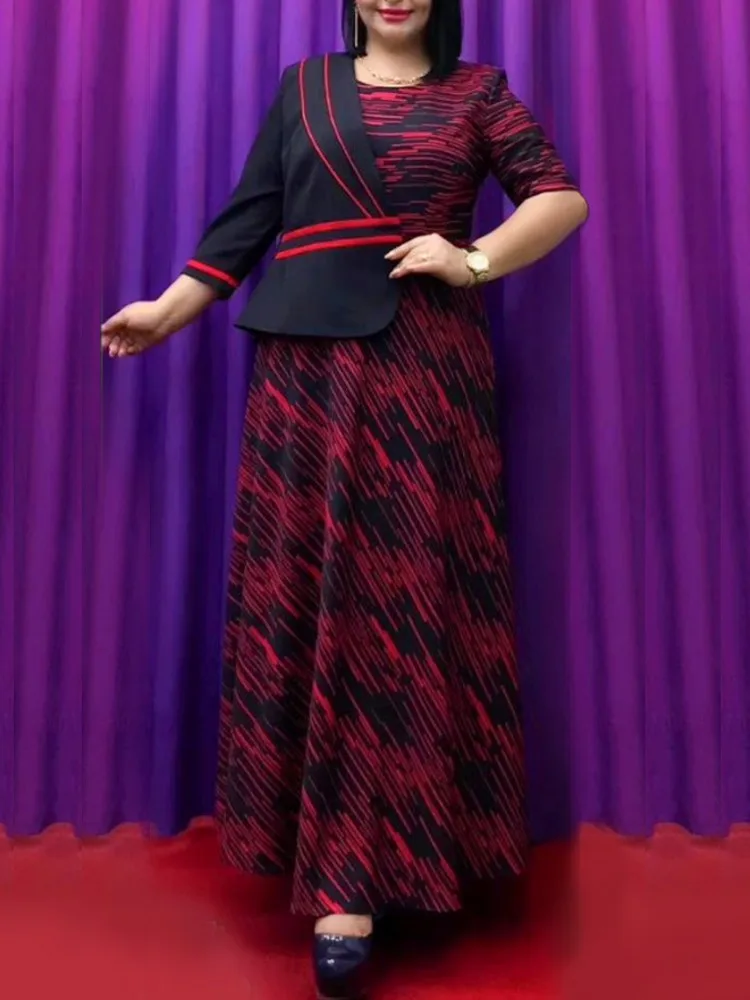 Dress Two Pieces Sets Women Clothing Elegant OL Work Outfits African Outerwear Dress Ladies 2 Piece Matching Set Maxi Dress Suit