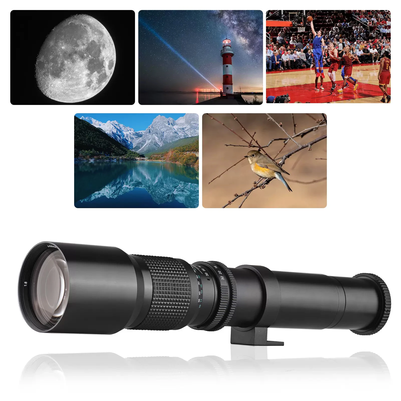 Lightdow 500 1000mm F8.0 teleobjetivos manuales filtros de lentes de 67mm con convertidor 2X para cámaras Canon Nikon Sony Pentax Olmpus