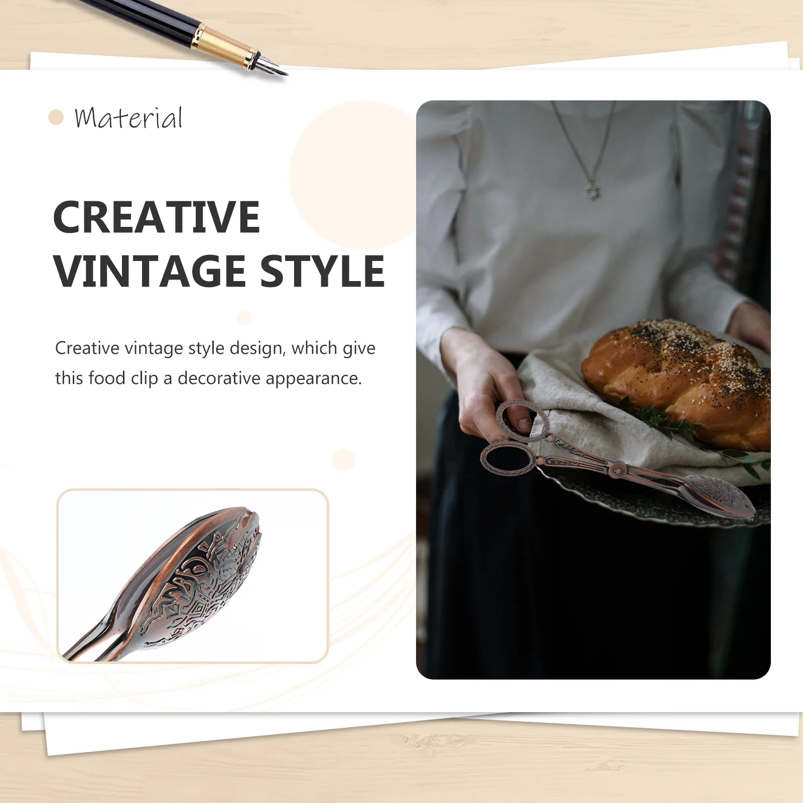 

1Pcs Decorative Food Tong with Exquisite Design Suitable for Home and Housewarming Gift Food Clip Bread Clip Bread Tong