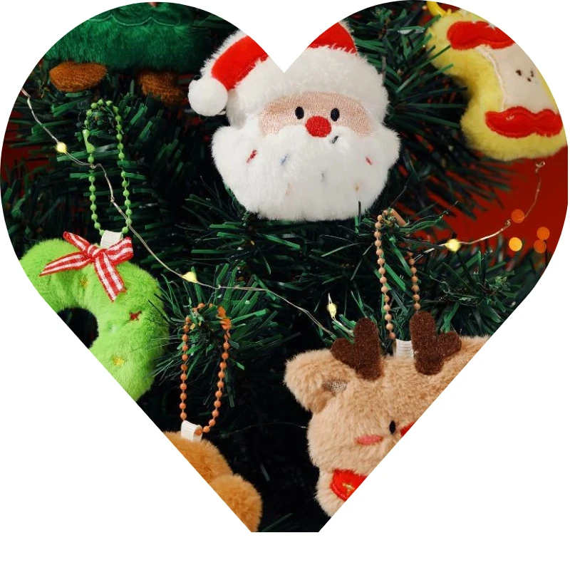 귀여운 만화 크리스마스 플러시 펜던트 키체인 카와이 인형 자동차 키링 백팩 핸드백 펜던트 장식 액세서리