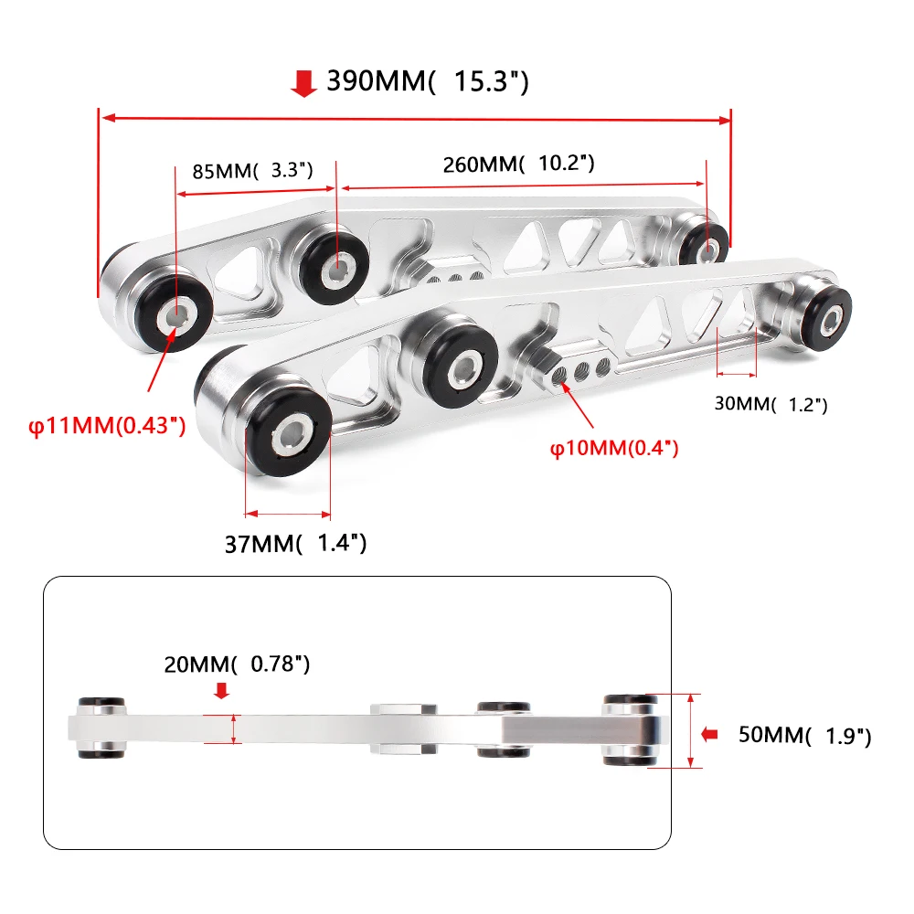 New Arrived BW Rear Lower Control Arms LCA Kit with Rear Subframe Brace with Rear Lower Tie Bar For Honda Civic 92-95 EG LAC007