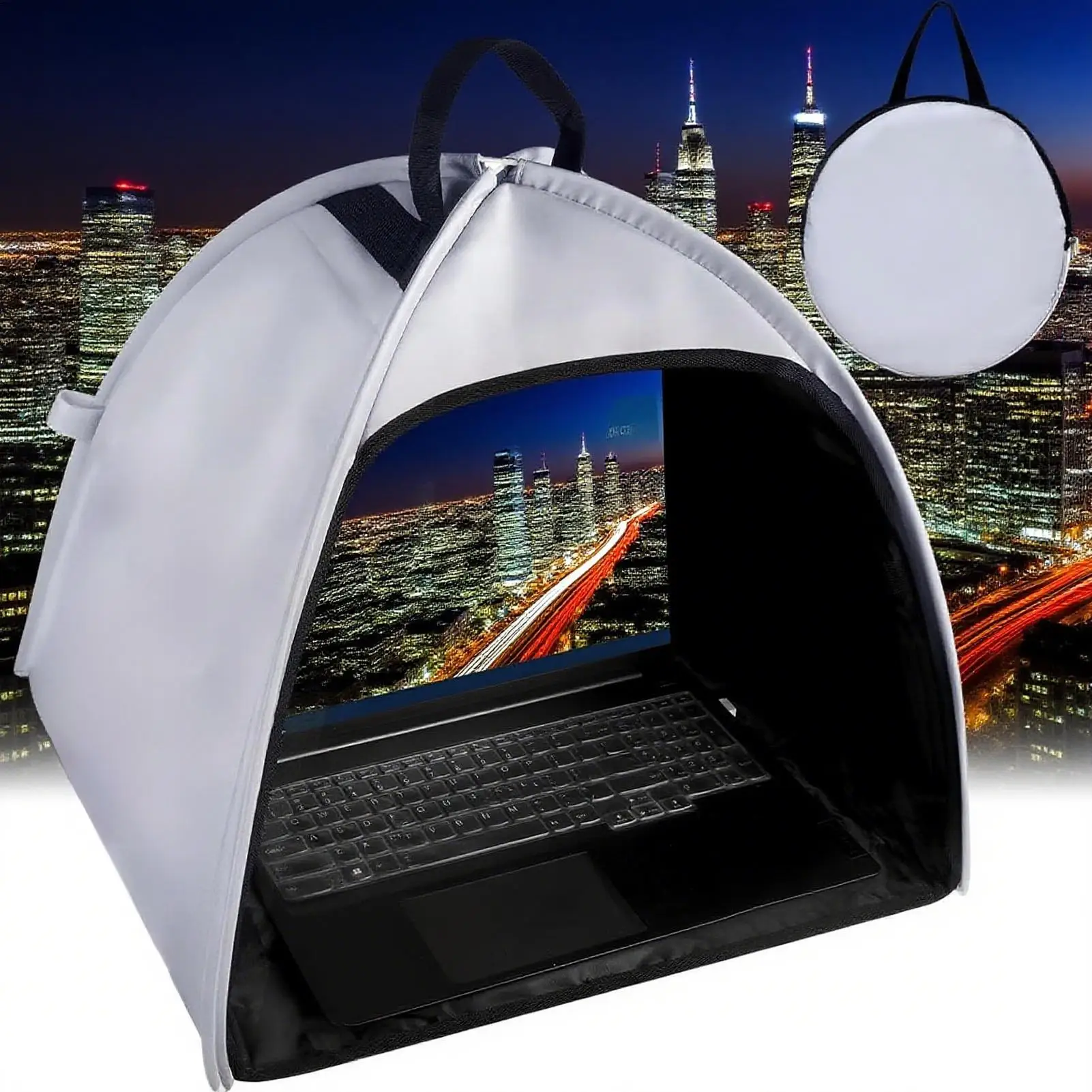 Laptop Shade For Working Outside Waterproof Foldable Portable Heat UV Reflective Laptop Tent Sun Shade For Adults Travel Beach