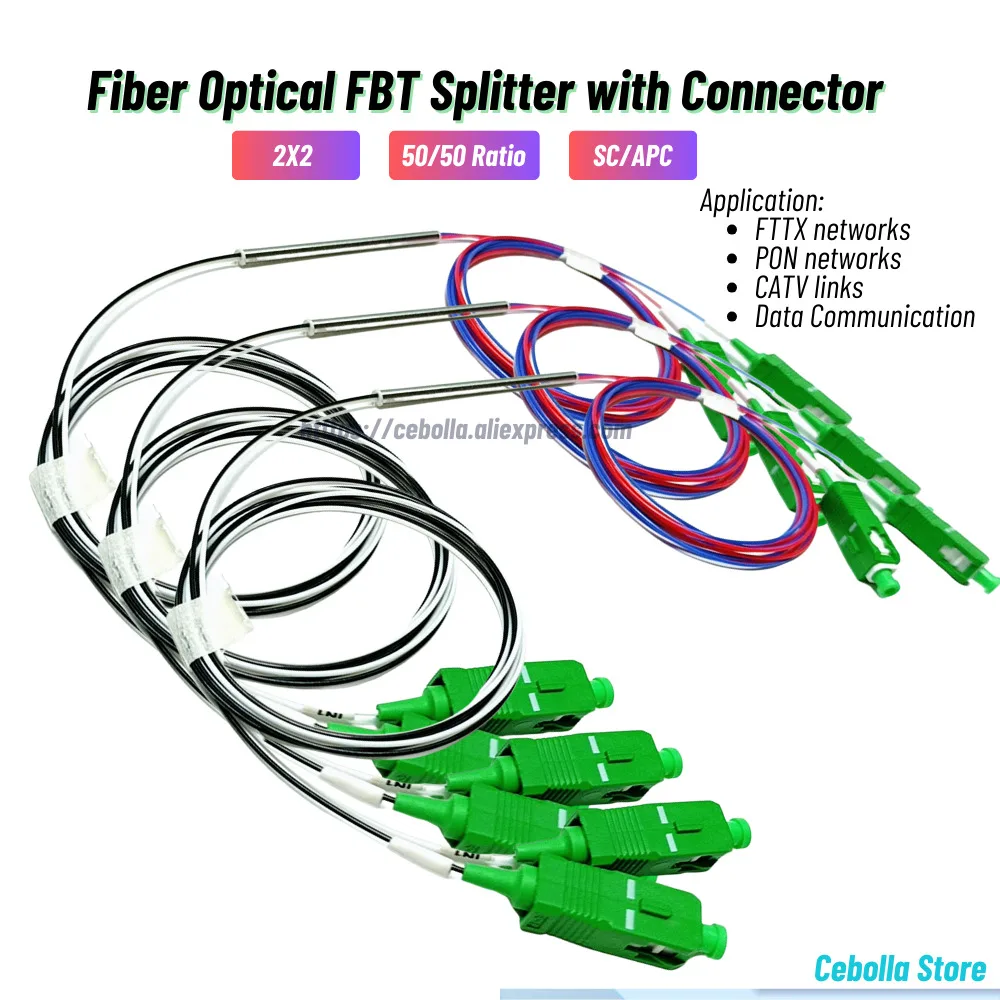 1PC FTTH 2X2 Coupler Splittter Optical Fiber FBT Splitter 50:50 SC/APC Connector fbt splitter