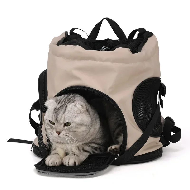 New Arrival Portable Pet Bag for Outgoing Breathable Chest Cat Bag Canvas Cat Backpack Large Capacity Double Shoulder Dog Bag