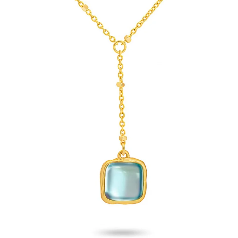 

Montana West Wrangler Gold Gemstone Pendant Necklace for Women Statement 14K Plated Dainty Charm Minimalist Chains Jewelry