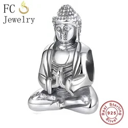 FC Jewelry Fit Original Charm Bracelet 925 Silver Amulet Meditation Amitabha Buddha Bead For Making Women Buddhism Berloque 2024