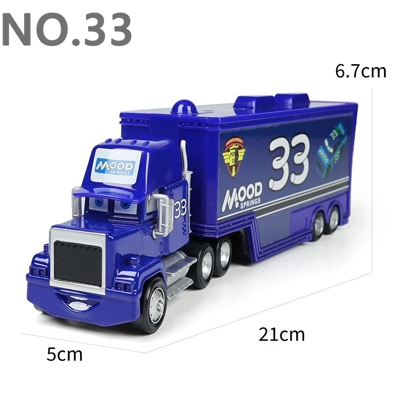 Pixar Cars Greg Candyman's Hauler Modellauto Anime-Figur Mack Container Trucks Semi-Hauler Dinoco Racing Spielzeug Kindergeschenke – Detail 23