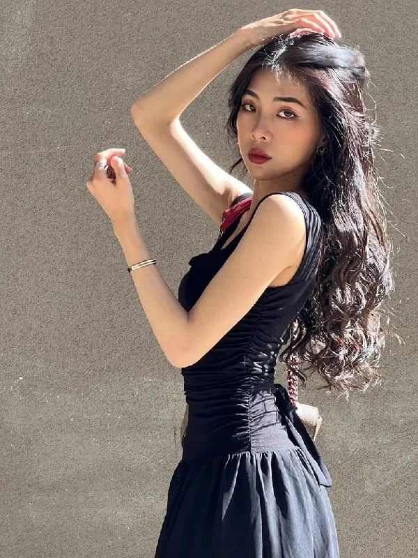 ชุดเดรสยาวหรูหราเซ็กซี่ผู้หญิงรุ่ยบอดี้คอนแม็กซี่เดรสฤดูใบไม้ผลิ Y2K ฤดูร้อนเอวสูงชุดเดรส J3AJ