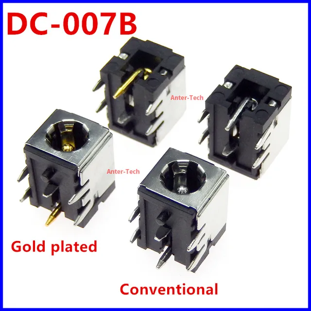 5 sztuk wysokoprądowe ładowanie prądu stałego gniazdko elektryczne DC-007B 5.5*2.1mm 5.5*2.5mm wspornik miedziany do gniazda zasilania laptopa DC007B DC007