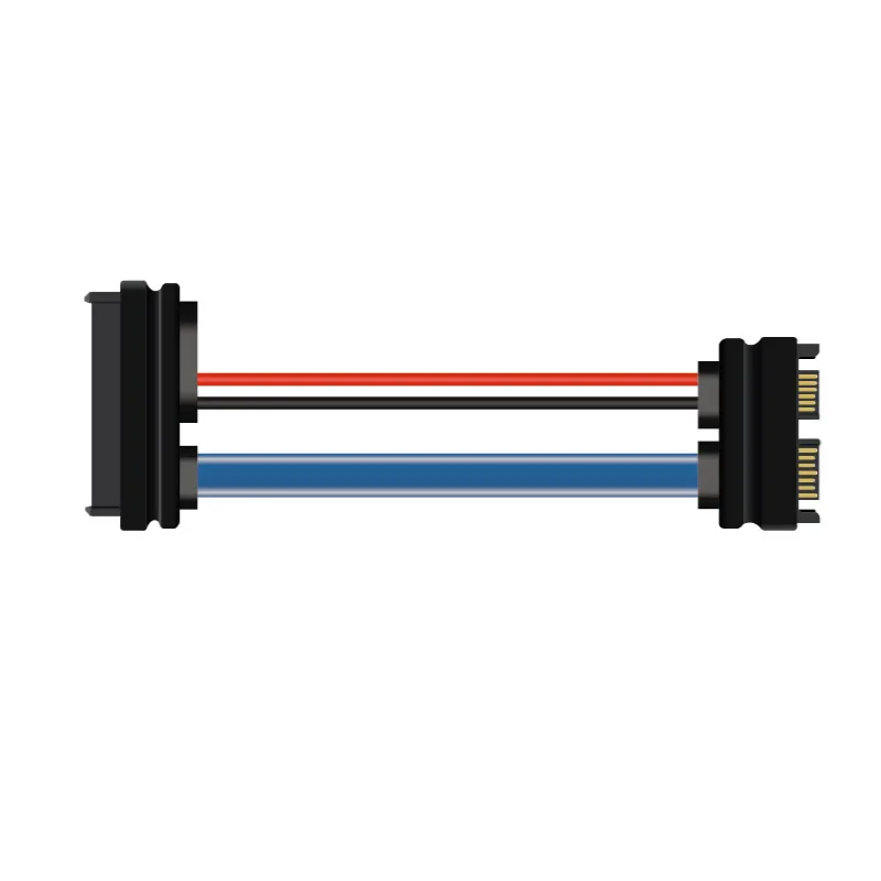 Cable de alimentación de datos SATA hembra de 30cm, 7 + 15 pines a Cable adaptador de disco duro macho de 7 + 6 para unidad óptica, transferencia de datos y fuente de alimentación