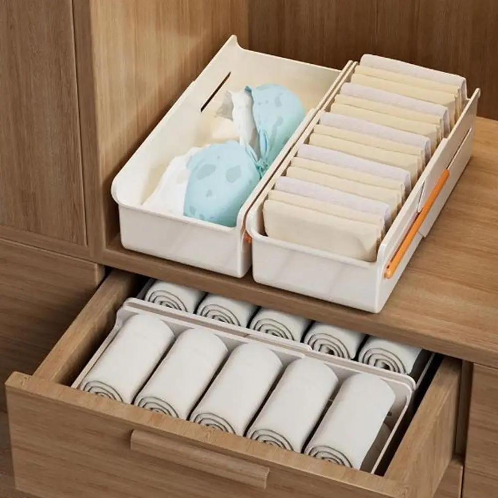 Plastic Retractable Drawer Organizer Right Angle Large Capacity Drawer Storage Box Space Saving Length Adjustable