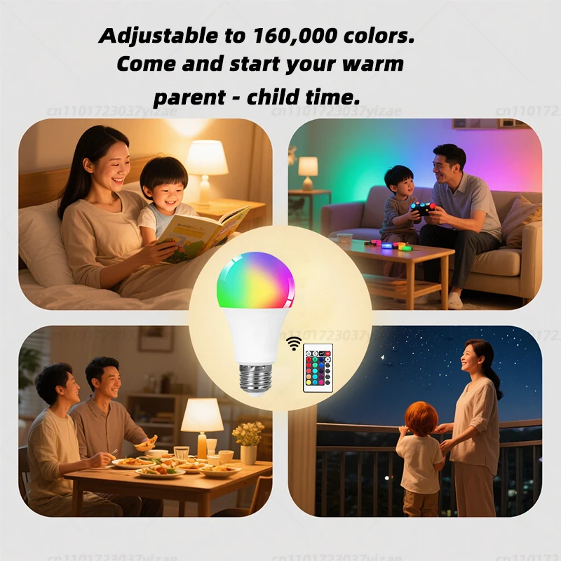 16 Colors RGB Bulb LED Multicolor Bulb E27 220V Household Lighting Dimmable 24 Key Remote Control Smart Lamp Atmosphere Light