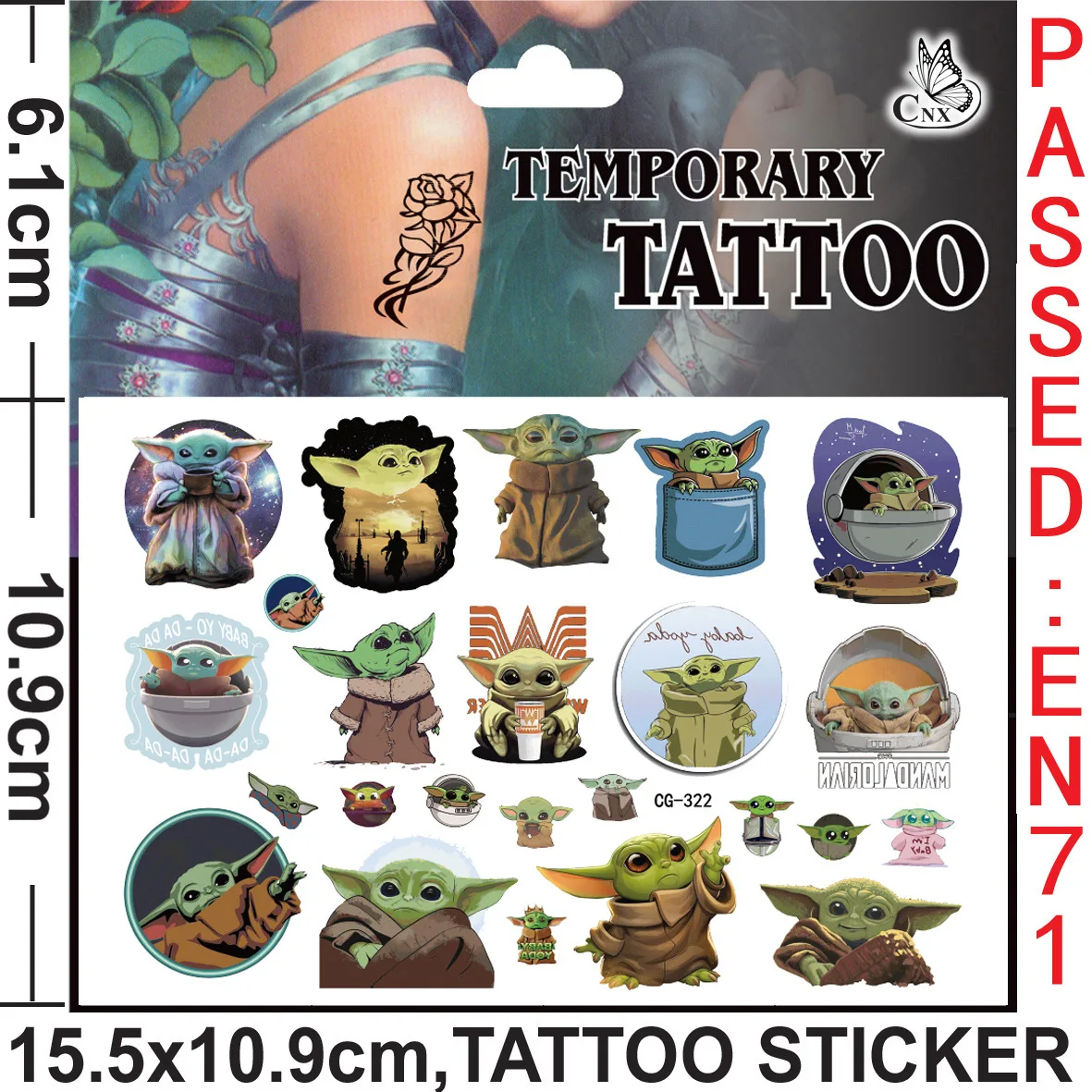 Yoda-pegatinas de tatuaje para - Baby Yoda Nursery Decor reseña y precio